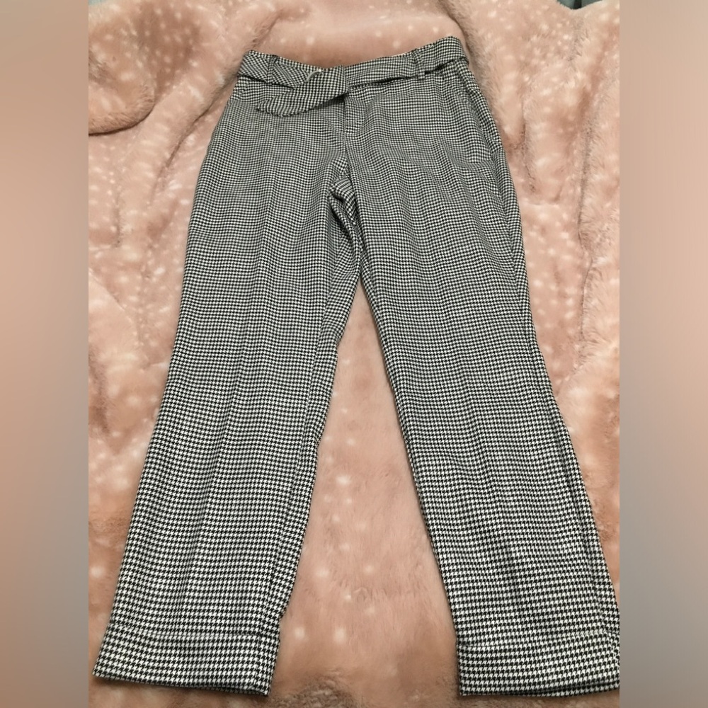 International Concepts Houndstooth Straight-Leg Women’s Pants - Black & White